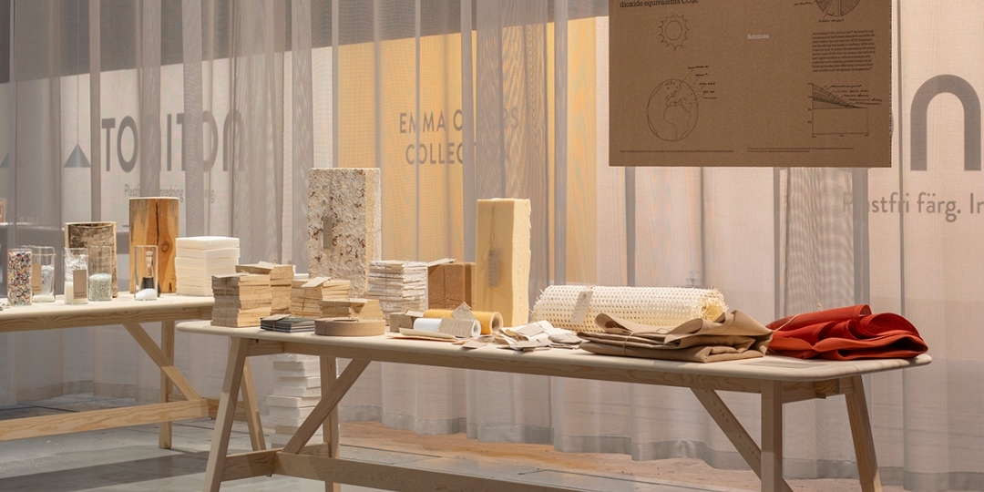 Materials on a table in the exhibition Material Dialogues